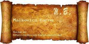 Malkovics Barna névjegykártya