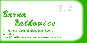 barna malkovics business card